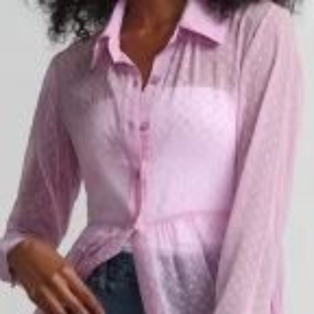 Clip-Dot Button-Front Maxi Blouse